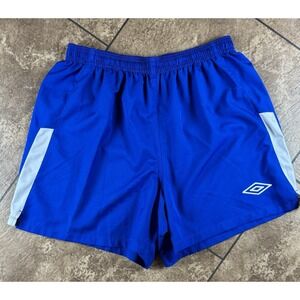 Umbro Vintage Football Soccer Shorts Blue White Striped Polyester Men Size M